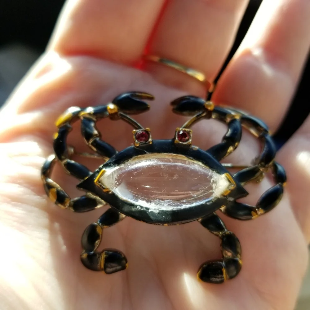 Relisted - Vintage crab brooch jelly belly unsigned Hattie Carnegie - Picture 4 of 13